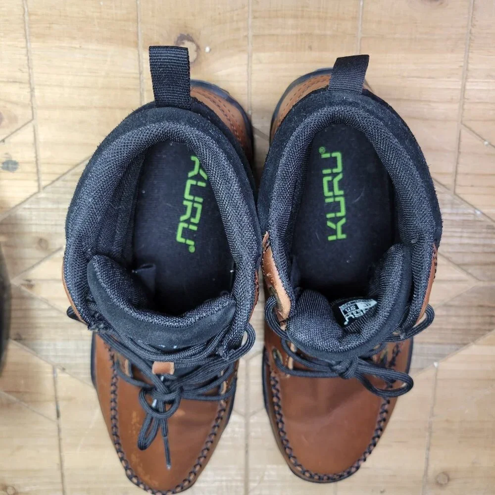 KURU Quest Men's 8.5‎ Brown Leather Ankle Lace Up Camp Hiking Boots Trail Moc